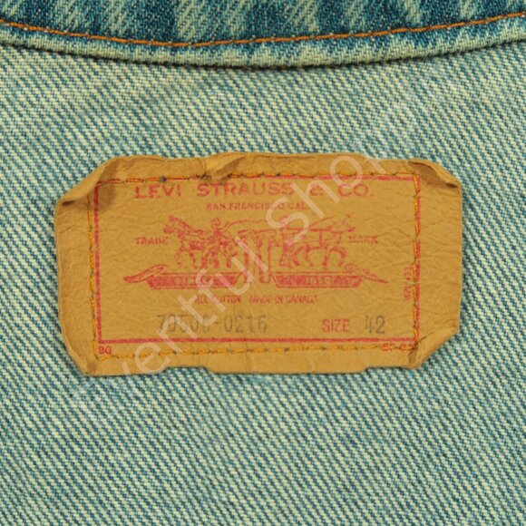 Vintage Levis Jacket Mens 42 M Blue Type 3 Denim Painted 1980s Made In Canada - Picture 12 of 14